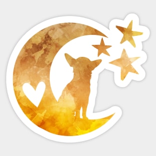 Chihuahua on the Moon with Stars Art Sticker